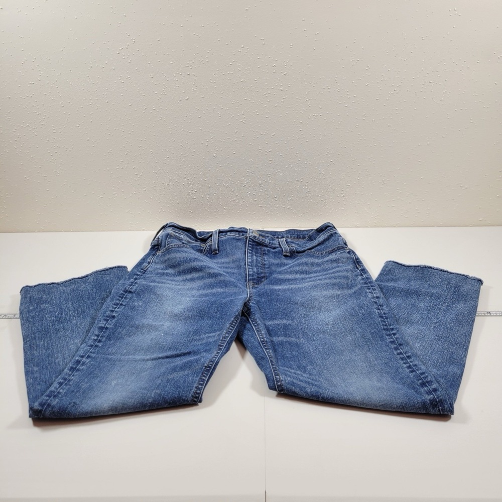 J Crew Women's Jeans Billie Demi Boot Crop Raw Hem Size 31 Blue